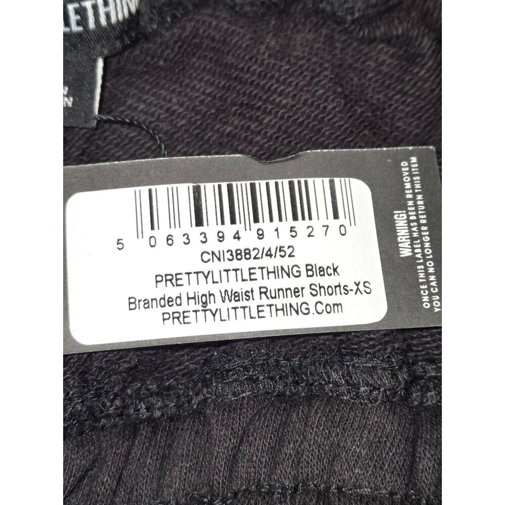 PrettyLittleThing Black High Waist Runner Shorts XS Cotton Blend Comfy - Picture 3 of 8